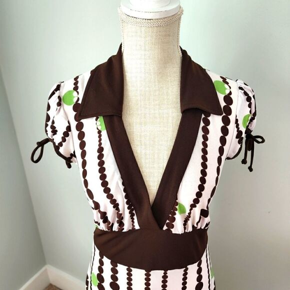 SPEECHLESS WOMEN'S POLKA DOT DEEP V NECK  RETRO DRESS SIZE SMALL - Picture 2 of 5